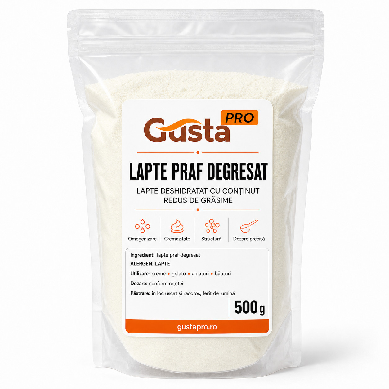 Lapte praf degresat 500g Gusta Pro