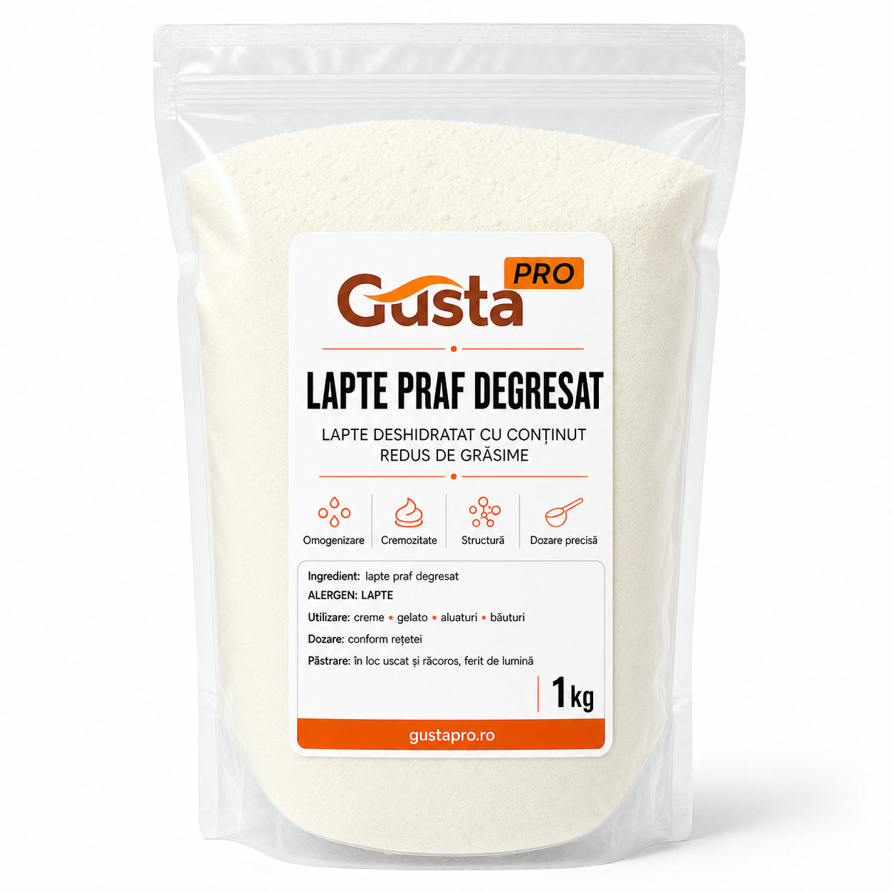 Lapte praf degresat 1kg Gusta Pro
