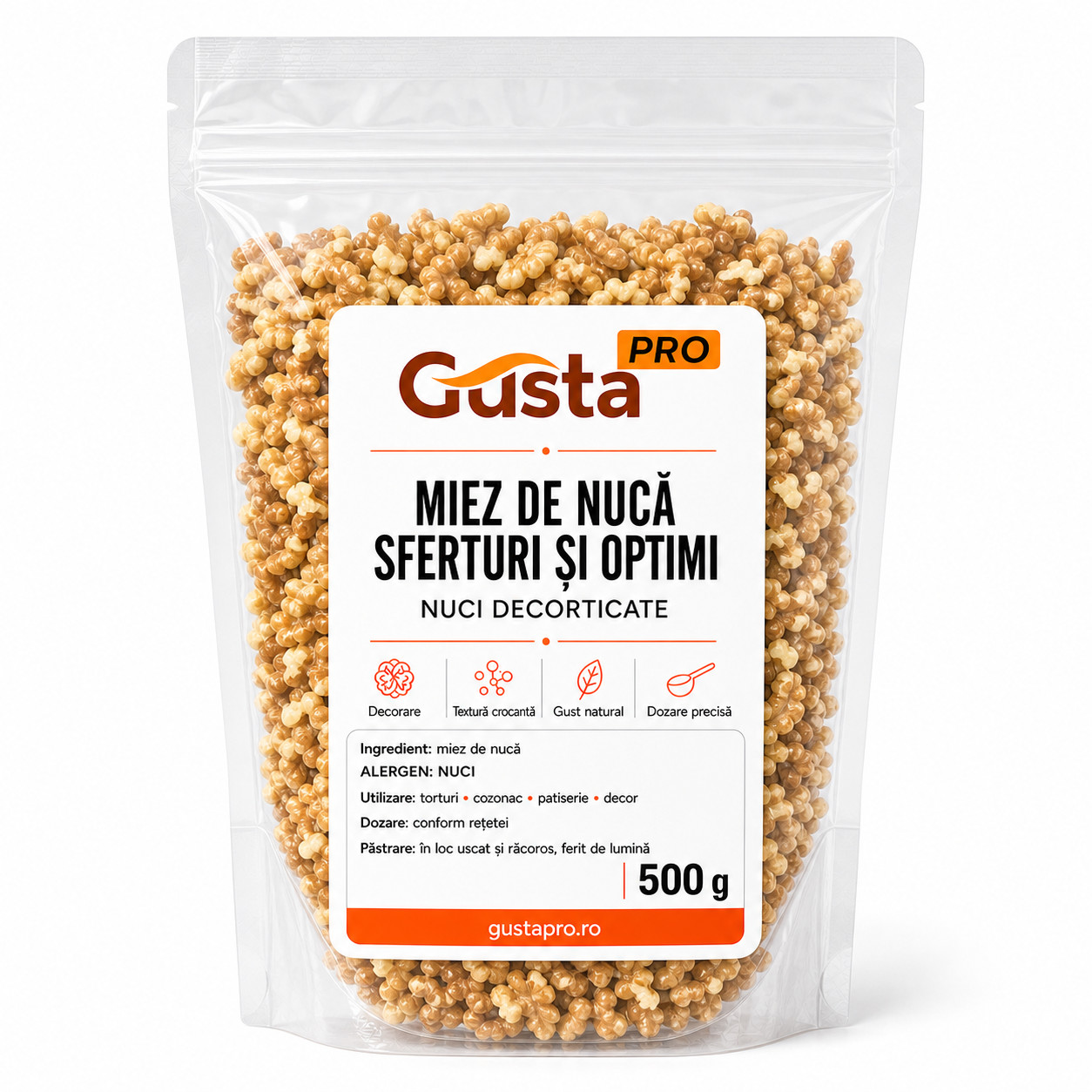 Miez de nuca sferturi optimi 500gr GustaPro