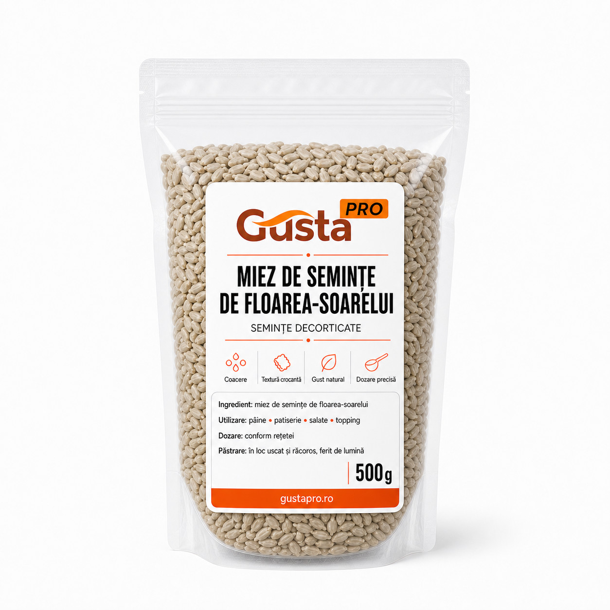 Miez de seminte de floarea soarelui 500 g GustaPro