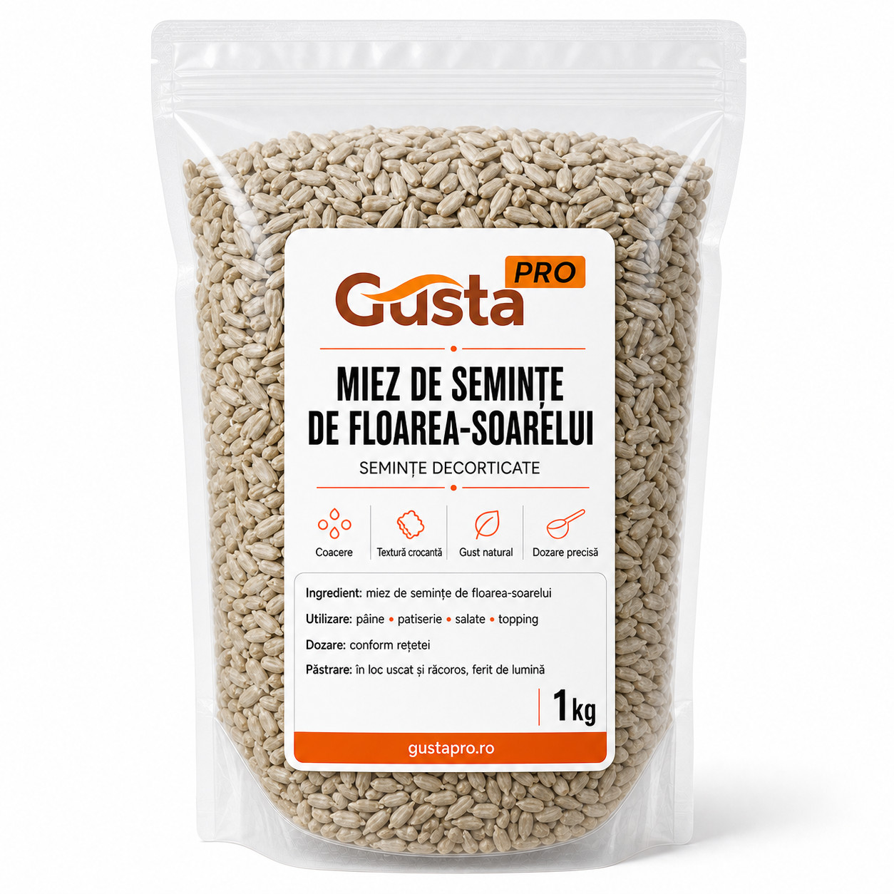 Miez de seminte de floarea soarelui, 1 kg Gustapro