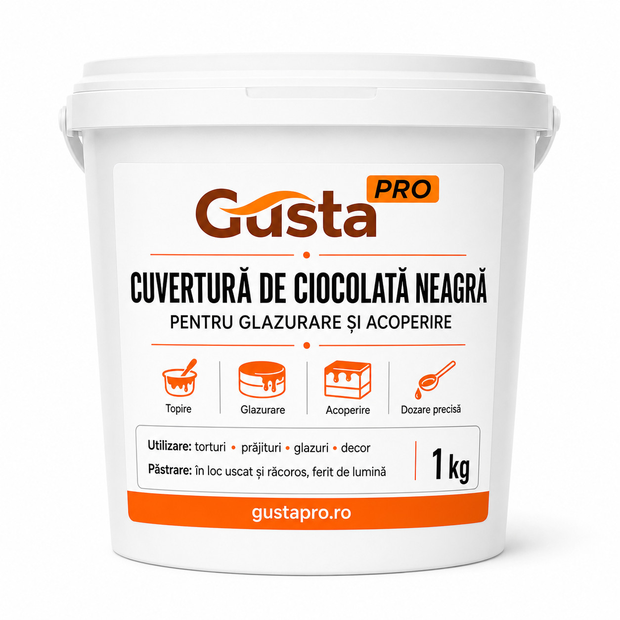 Cuvertura de ciocolata neagra 1 kg GustaPro