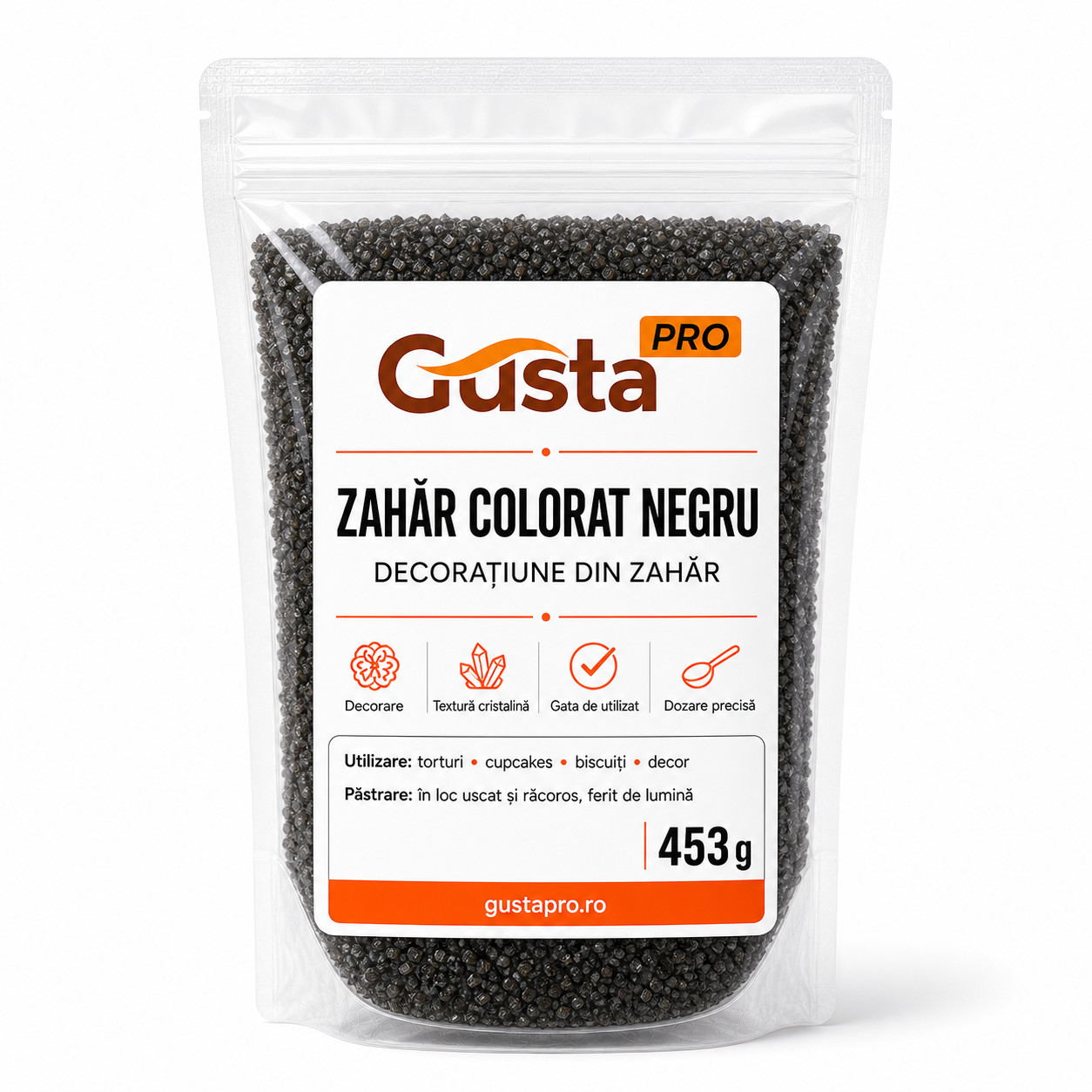 Zahar colorat negru 453 g GustaPro