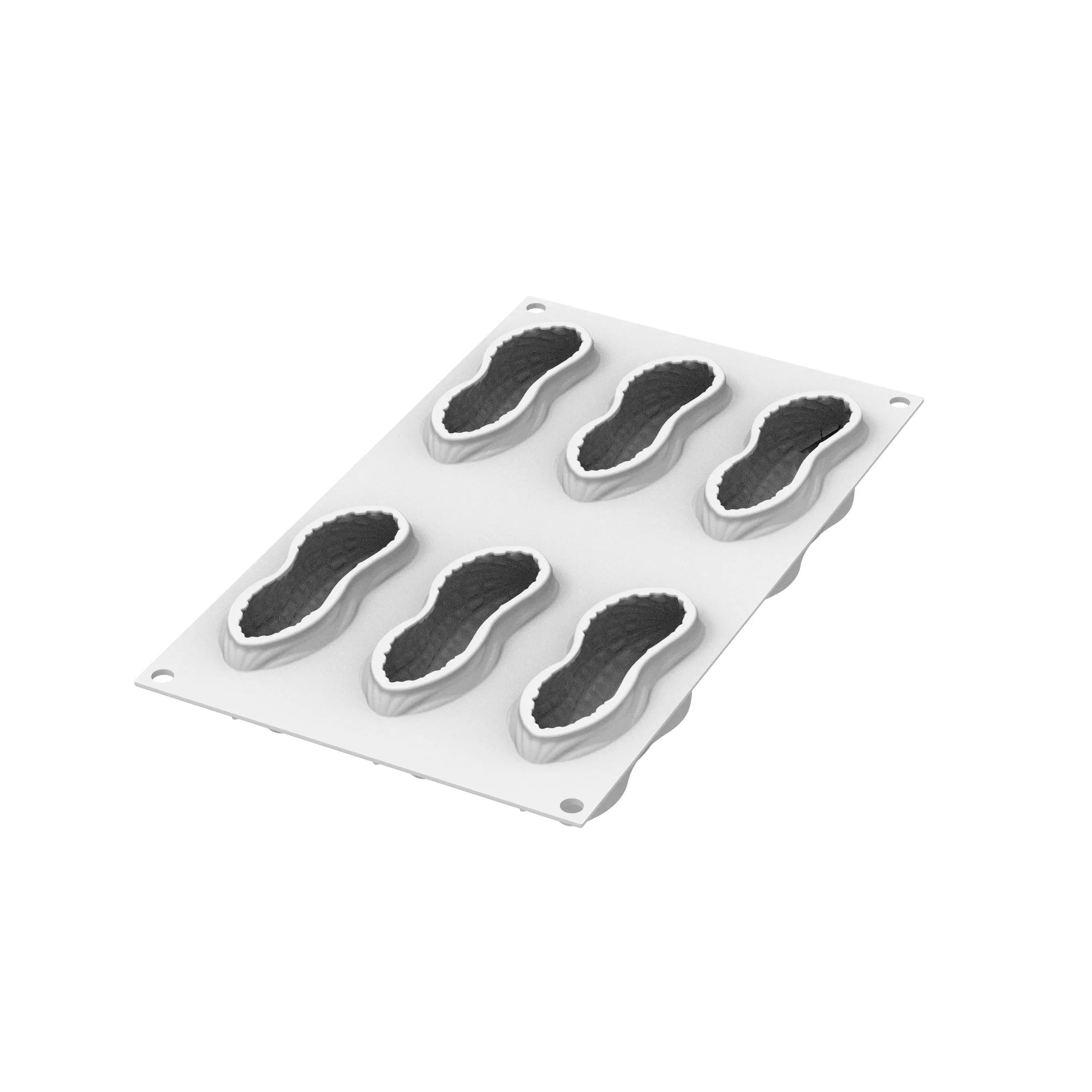 Forma silicon Arahide 6 cavitati + decupator, 10.7 x 4.3 x H 4 cm Silikomart