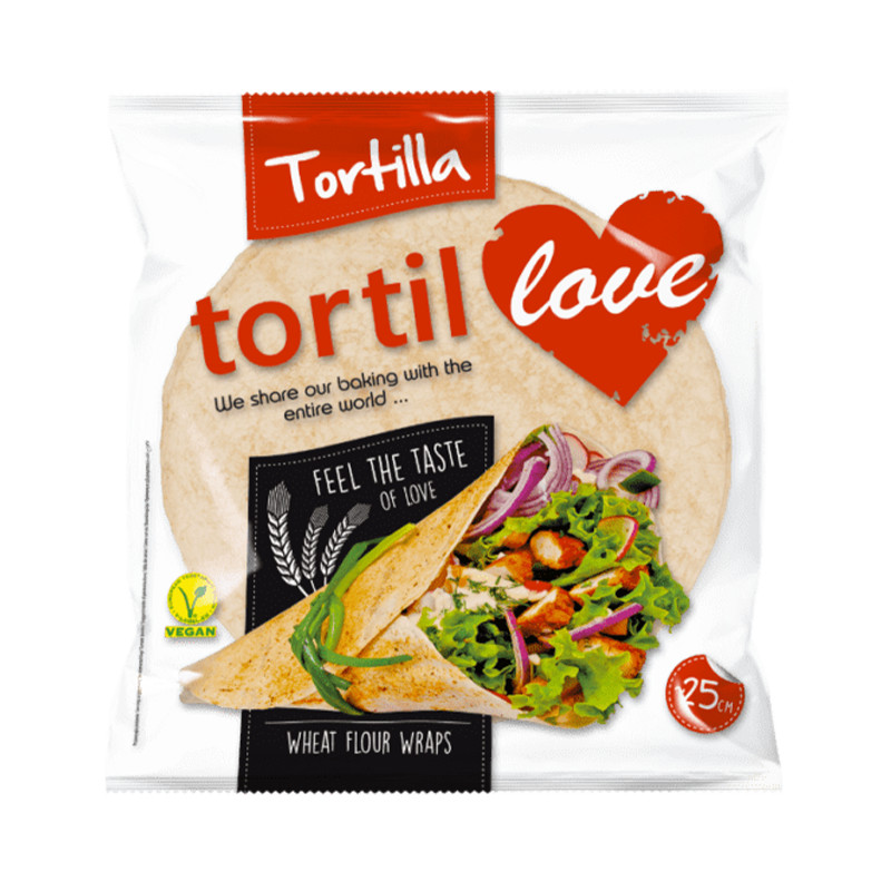 Tortilla din faina de grau 25cm, 60g, 18buc/punga Tortillove