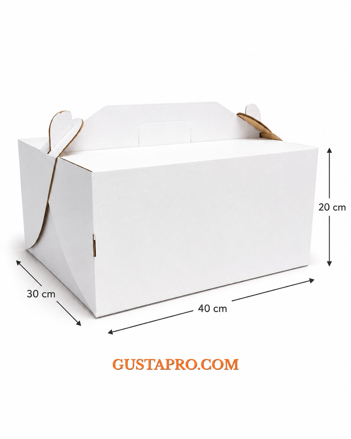 Cutie pentru tort alb/kraft 30x40x2 cm cu maner Gusta Pro
