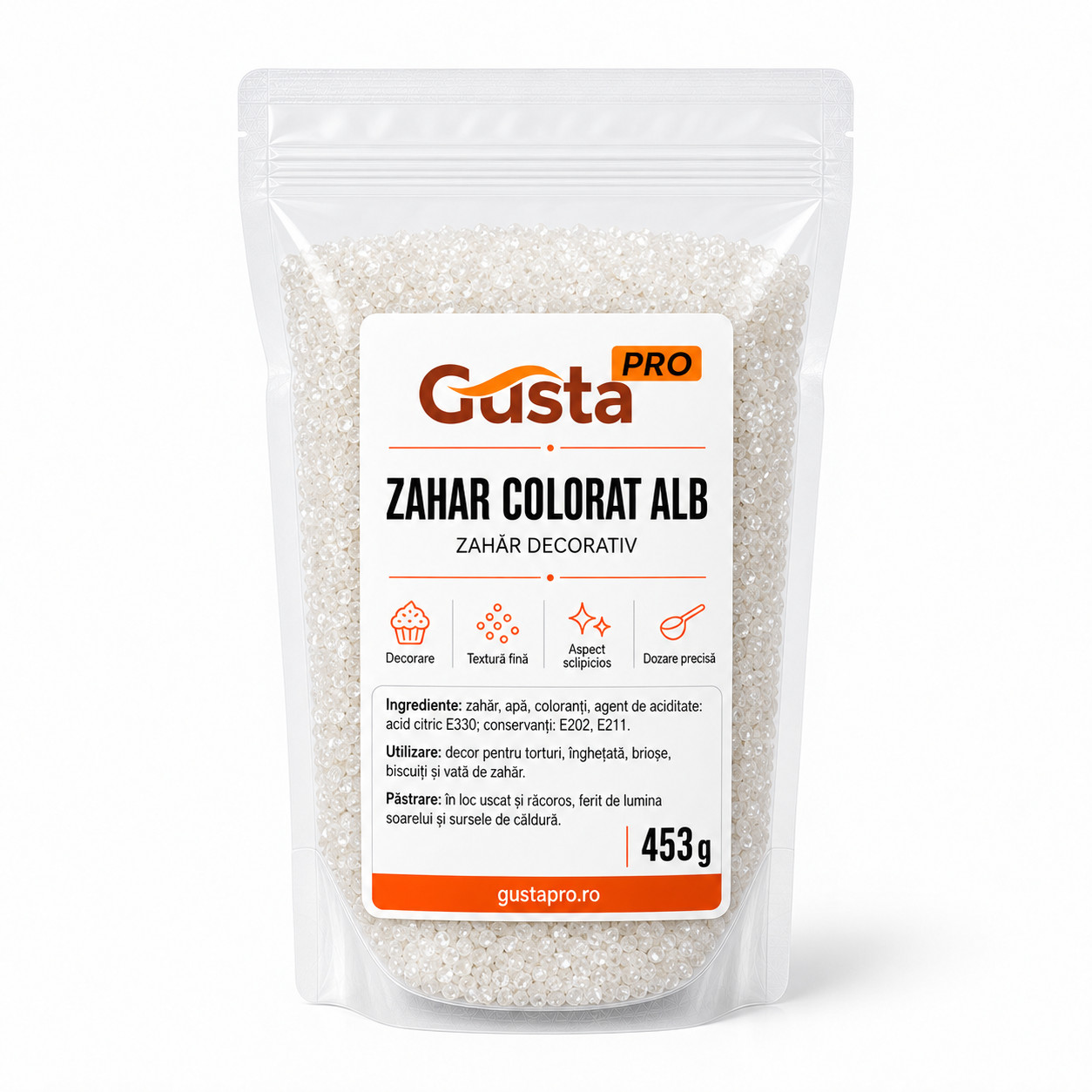 Zahar colorat alb 453 g GustaPro