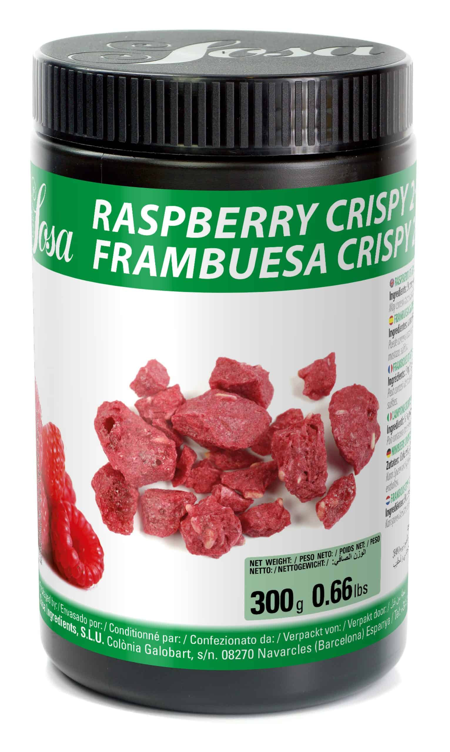 Bucati crocante de zmeura liofilizata, 2-10 mm, 300 g 43349 Sosa