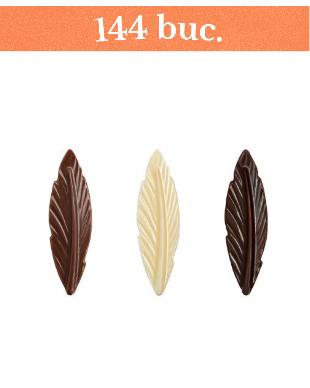 Decoratiuni din ciocolata Pene, 144 buc, 70 g, 33790 Barbara Decor