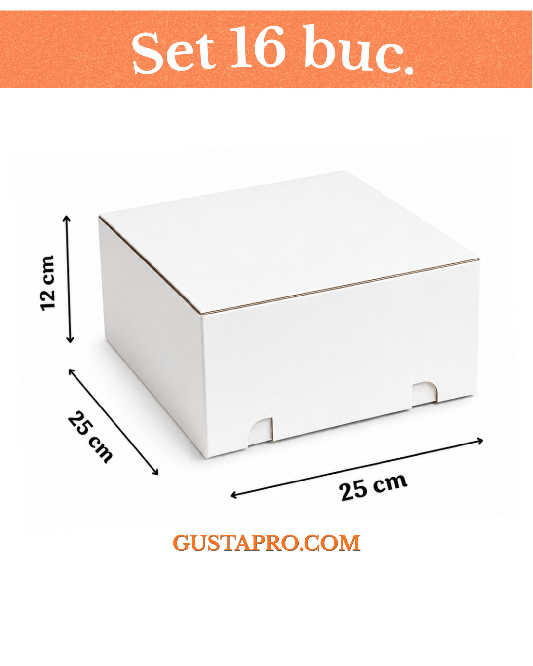 Cutie pentru tort rigida 25x25x12cm, set16buc. GustaPro