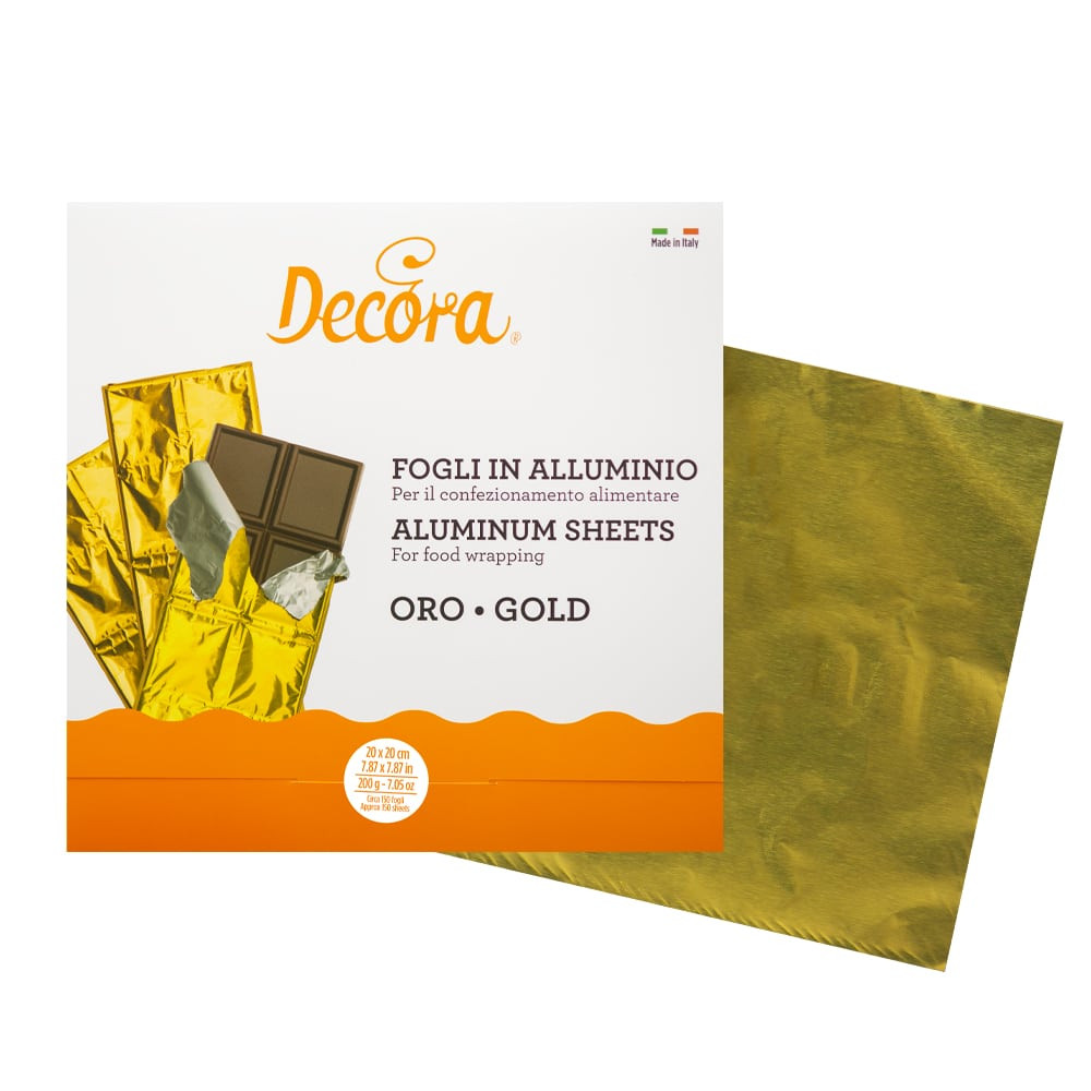 Folii de aluminiu aurii 20x20 cm 200 gr, set 150/buc  0796222 Decora