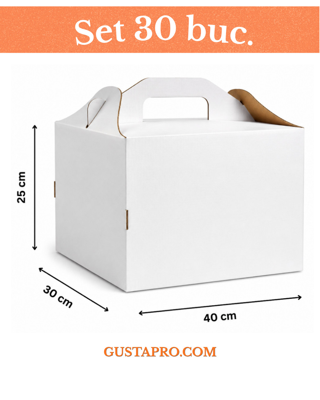 Cutie pentru tort rigida 30x40x25 cm, set 30buc. Gusta Pro