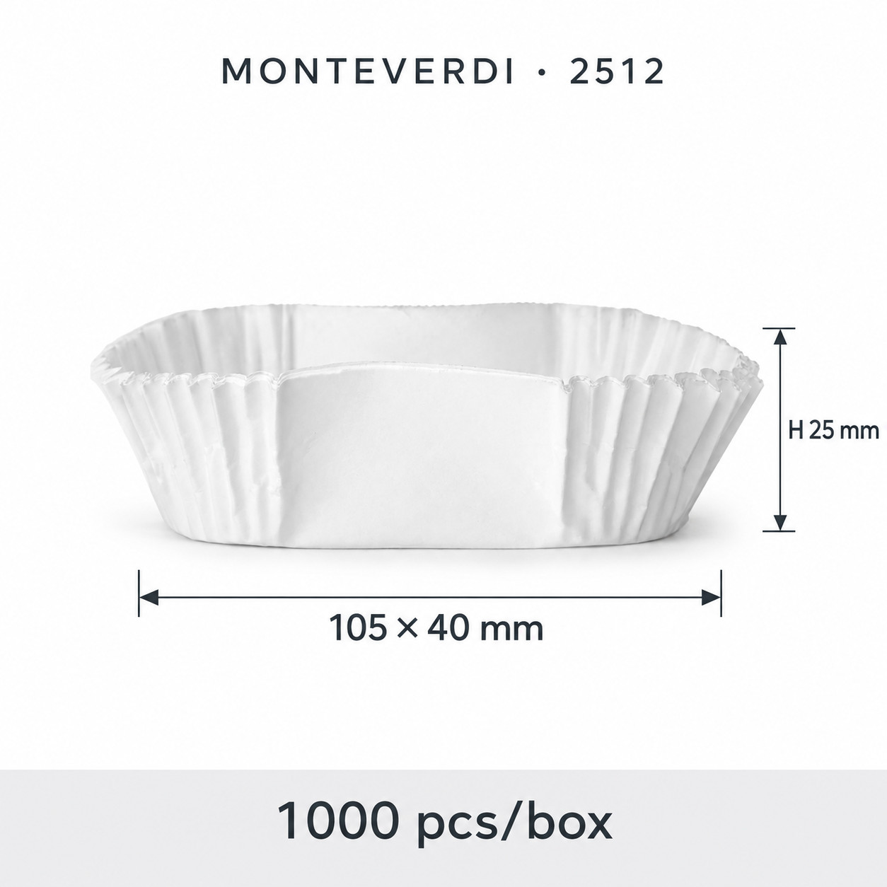Chese din hartie ovale albe, 40x25x105mm, 1000 buc/cut, 2512 Monteverdi
