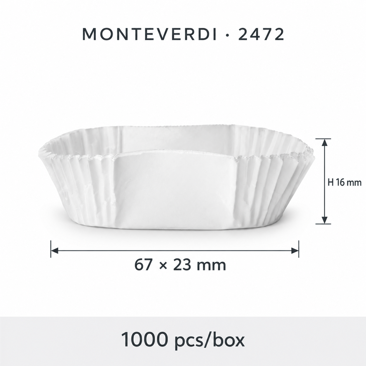 Chese din hartie ovale albe 23x67x16mm 1000buc/cut 2472 Monteverdi