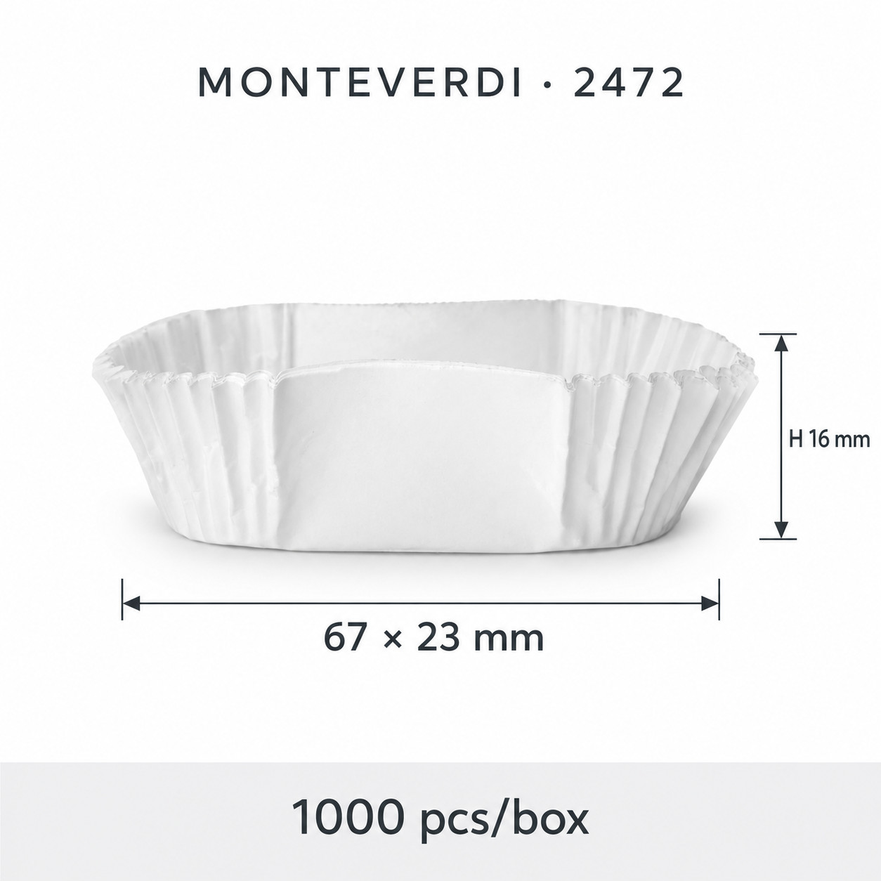 Chese din hartie ovale albe 23x67x16mm 1000buc/cut 2472 Monteverdi